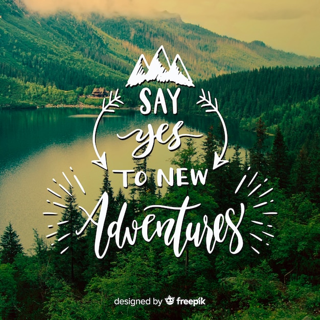 Free vector adventure lettering with photo