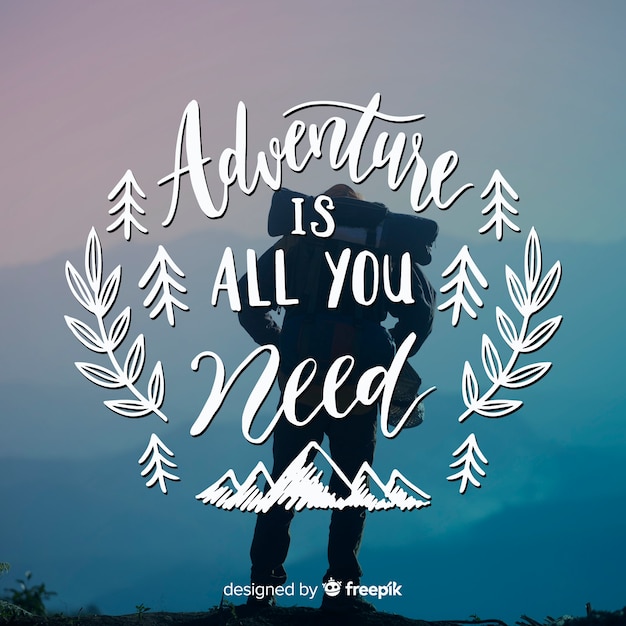 Free vector adventure lettering with photo