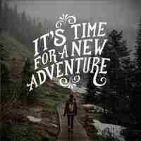 Free vector adventure lettering with photo