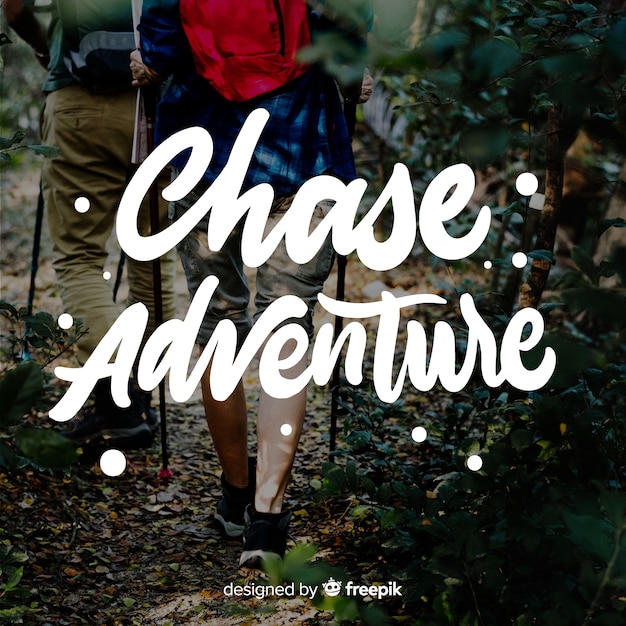 Free vector adventure lettering with photo