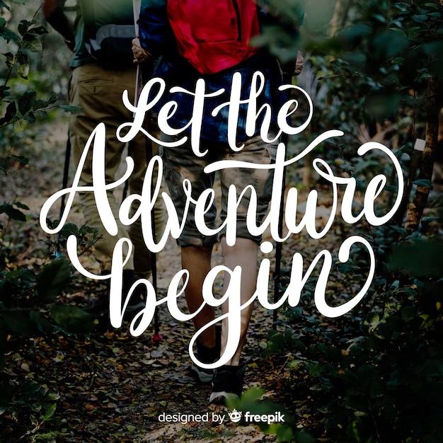 Free vector adventure lettering with photo