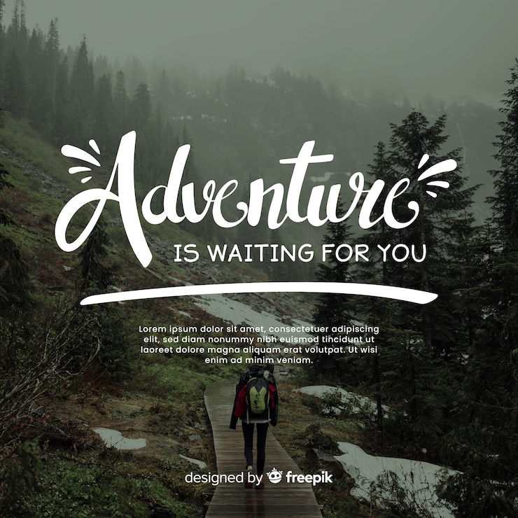 Free Vector adventure lettering with photo