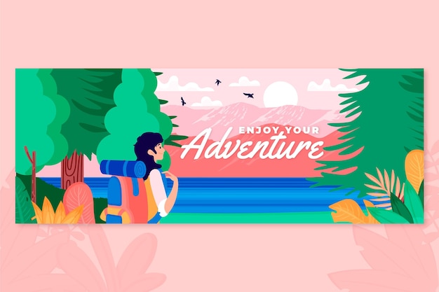 Free vector adventure social media cover template