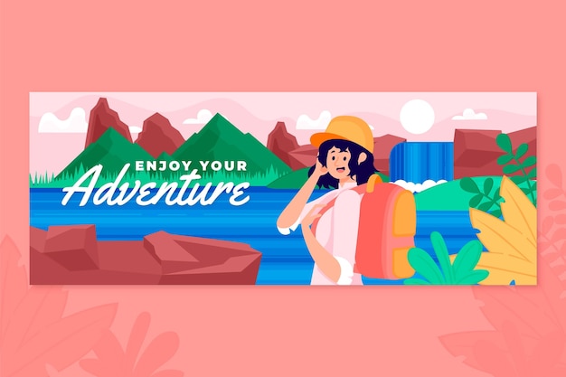 Free vector adventure social media cover template