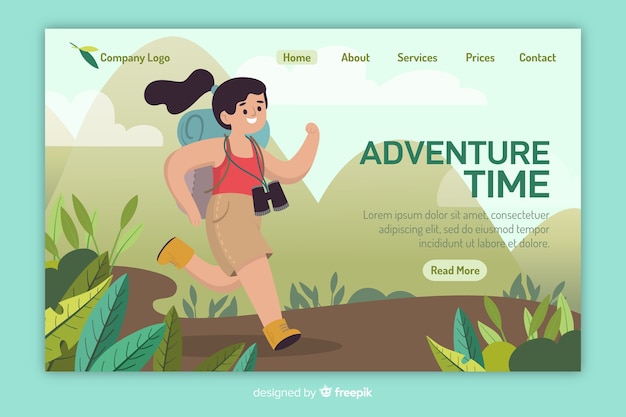 Free vector adventure time landing page template