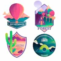 Free vector adventure and travel modern badge collection