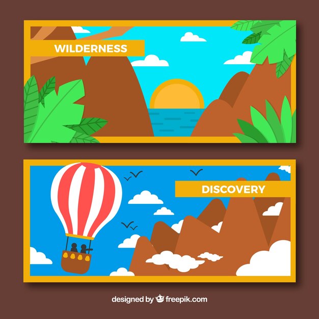 Adventure trip banners with flat design