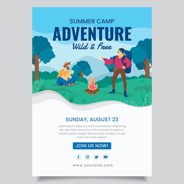 Free vector adventure vertical flyer template