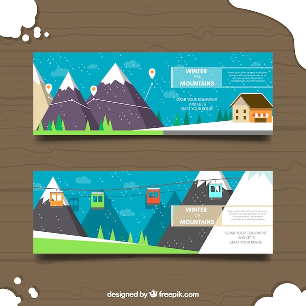 Free vector adventurous winter sports banners