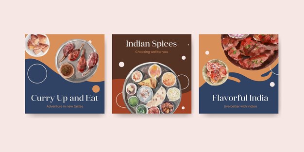인도 음식 세트 광고 템플릿