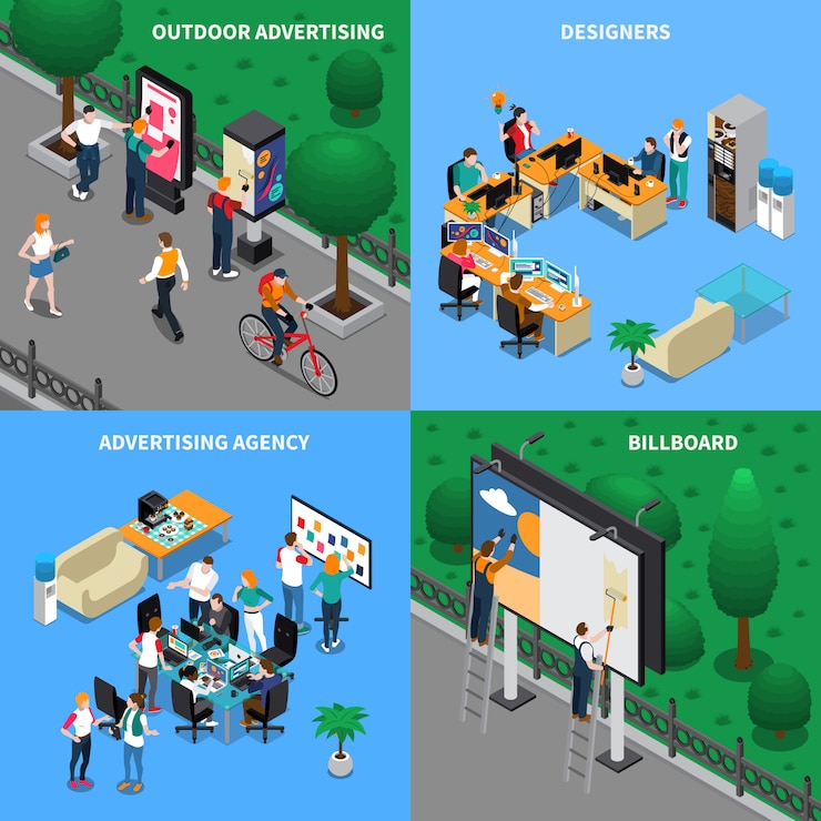 Free Vector advertising agency isometric concept