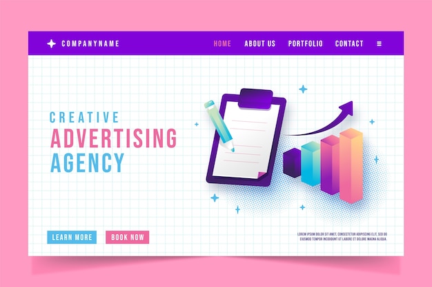 Vector Template for Advertising Agency Landing Page
