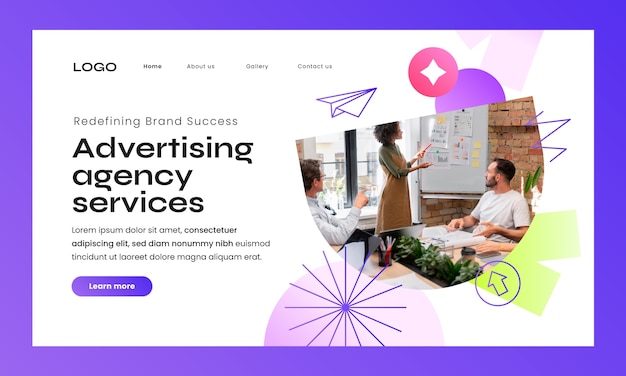 Free vector advertising agency  landing page template