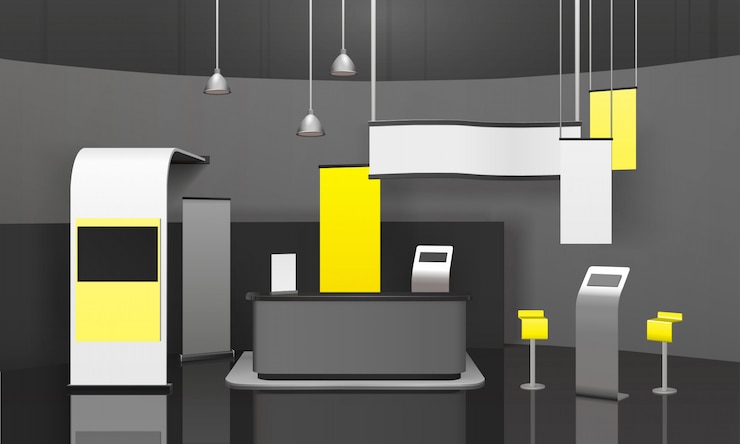 Free Vector advertising exhibition stand 3d mockup