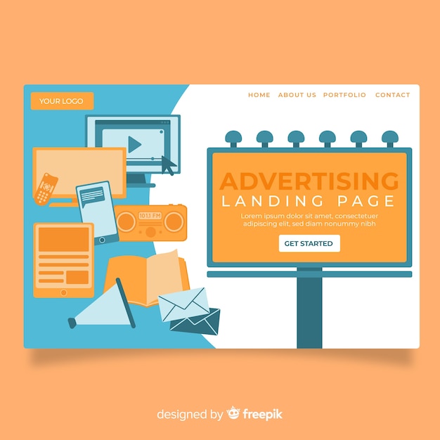 Free vector advertising landing page