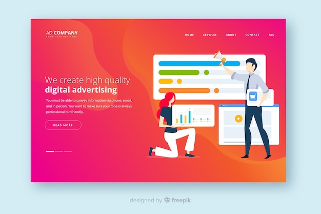 無料ベクター 広告のランディングページ