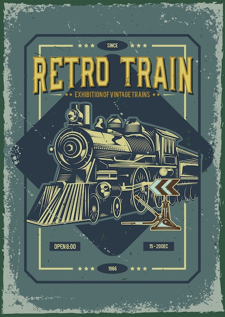 Дизайн рекламного плаката с изображением поезда