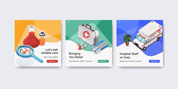 Advertising template with healthcare and hospital