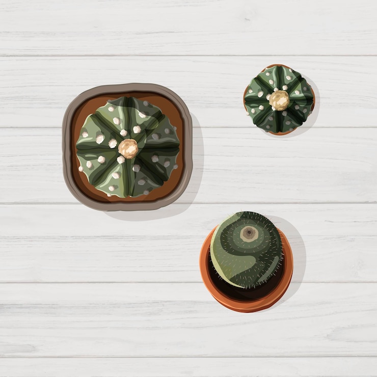 Free Vector aerial view of cactus on a beige table wallpaper vector
