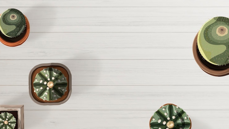 Free Vector aerial view of cactus on a white table wallpaper