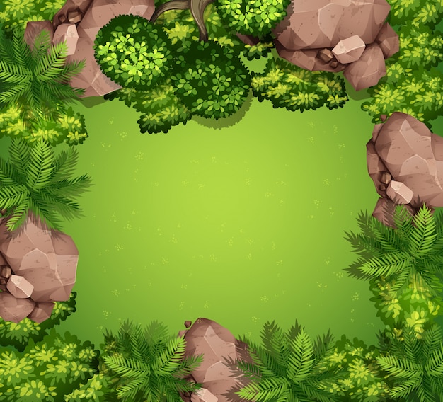 Бесплатное векторное изображение Вид с воздуха на растения и камни