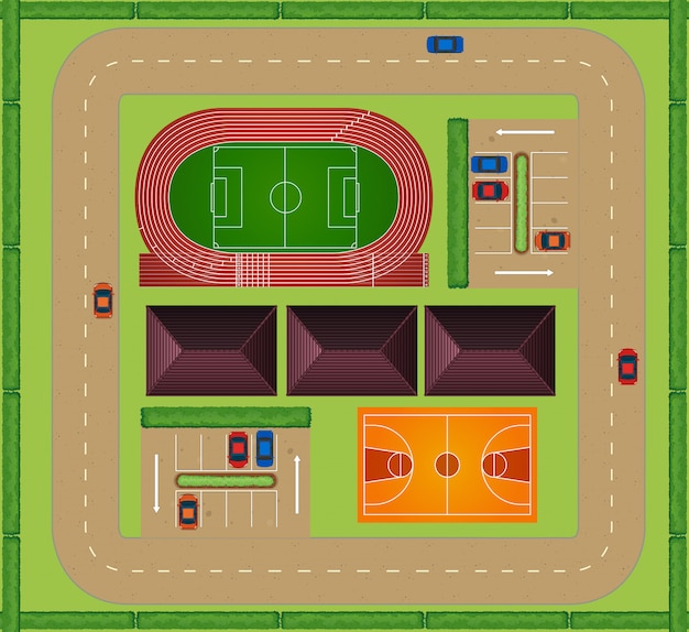 Free vector aerial view of sporting facility