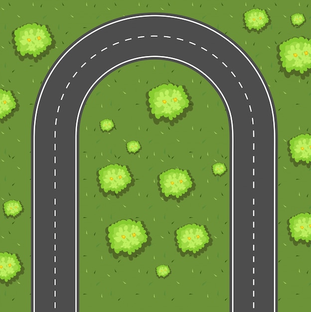 Free vector aerial view of u-turn road