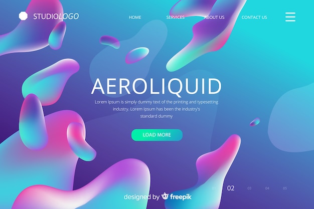 Aeroliquid 유체 랜딩 페이지