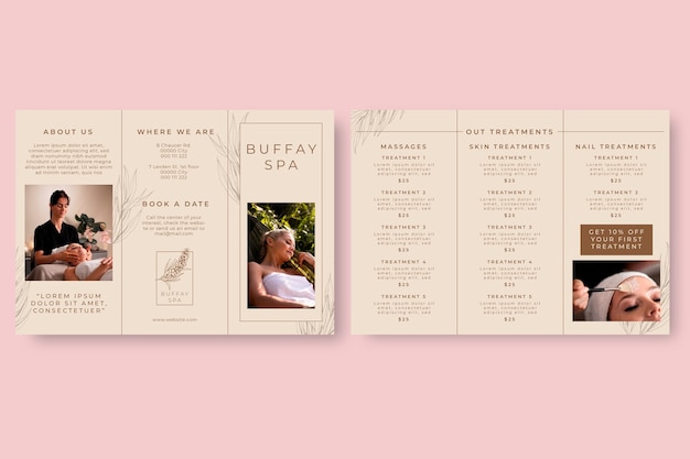 Free vector aesthetic buffay spa brochure