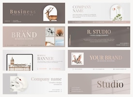 Aesthetic business banner  editable design in minimal for art company collection