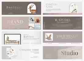 Free vector aesthetic business banner  editable design in minimal for art company collection