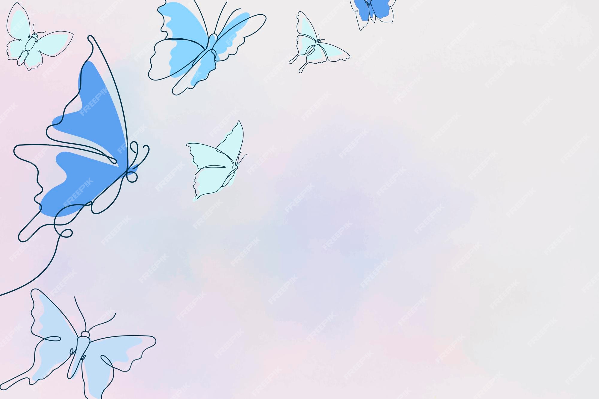 Free Vector | Aesthetic butterfly background, blue border, vector ...