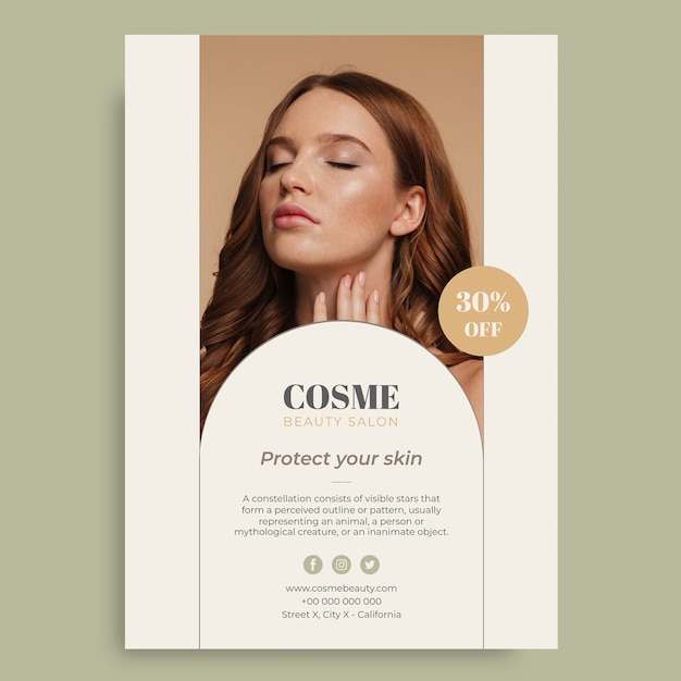 Free vector aesthetic cosme beauty salon flyer