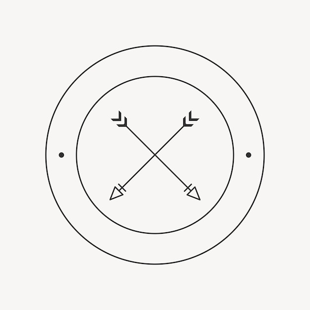 審美的な十字矢印黒のロゴ要素ベクトル、シンプルな自由奔放に生きるデザイン