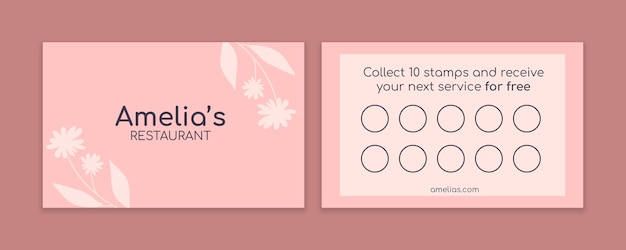 Free vector aesthetic floral amelias restaurant loyalty card