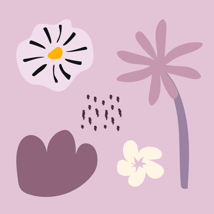 Free Vector aesthetic flower shape, design element set vector