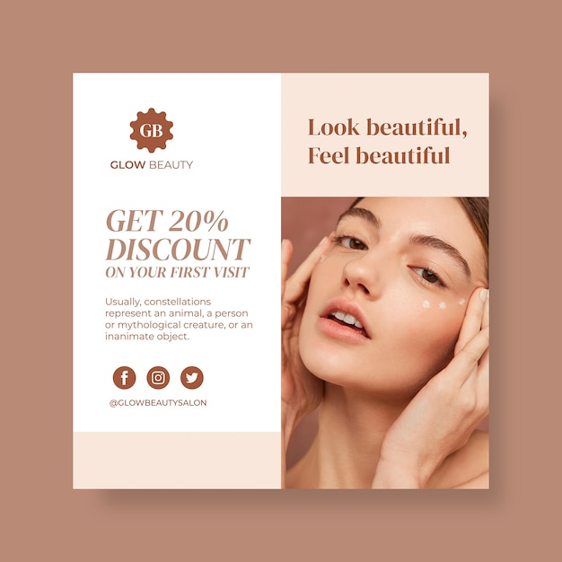 Aesthetic glow beauty salon instagram post template