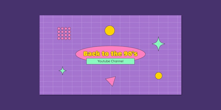 Free Vector aesthetic grid 90s style youtube banner