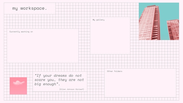 Free vector aesthetic grid notebook organized desktop wallpaper