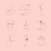 Free vector aesthetic hand logo template, editable pink design set vector