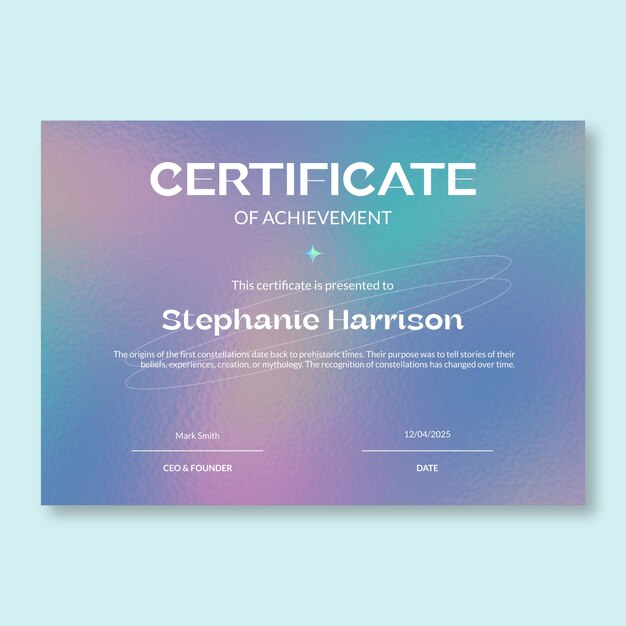 Aesthetic holographic certificate template