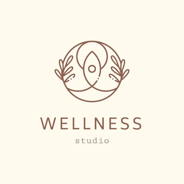 Free vector aesthetic linear wellness studio logo template
