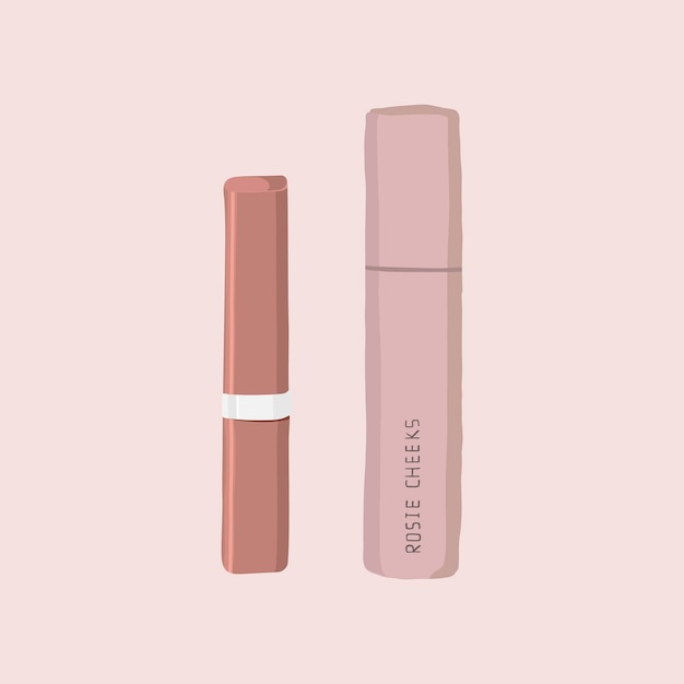 Aesthetic lipstick clipart, women&amp;rsquo;s cosmetics set in feminine design vector