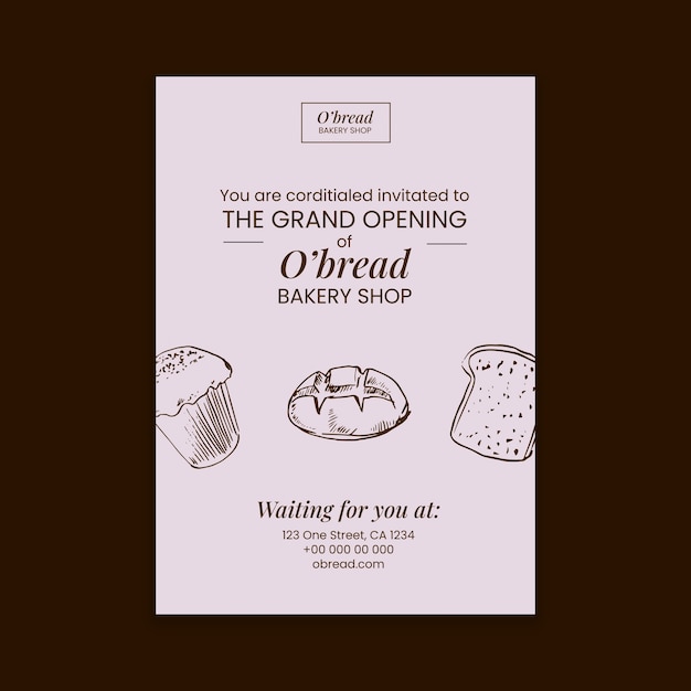 Aesthetic o'bread bakery opening invitation template