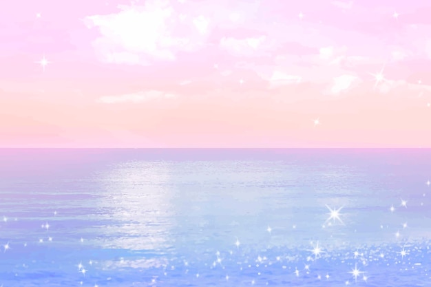 Free vector aesthetic ocean background, pastel glitter design vector