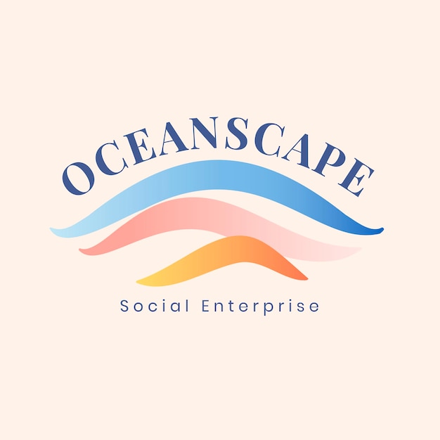 Aesthetic ocean logo template, creative water illustration for business vector