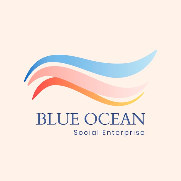 Free vector aesthetic ocean logo template, creative water illustration for business vector