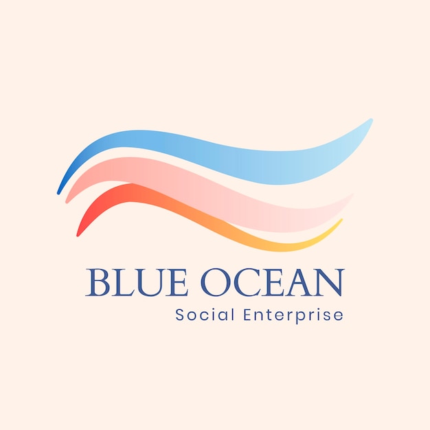 Aesthetic ocean logo template, creative water illustration for business vector