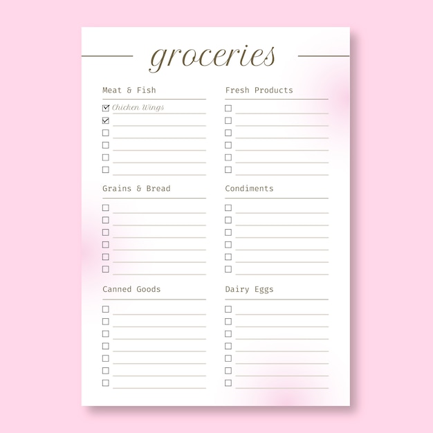 Free vector aesthetic pastel monthly grocery list