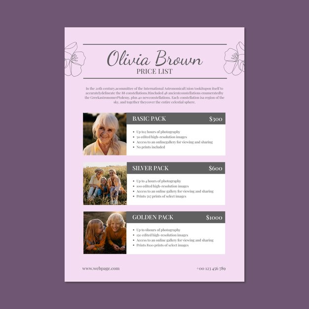 Aesthetic pastel olivia brown photographer price list